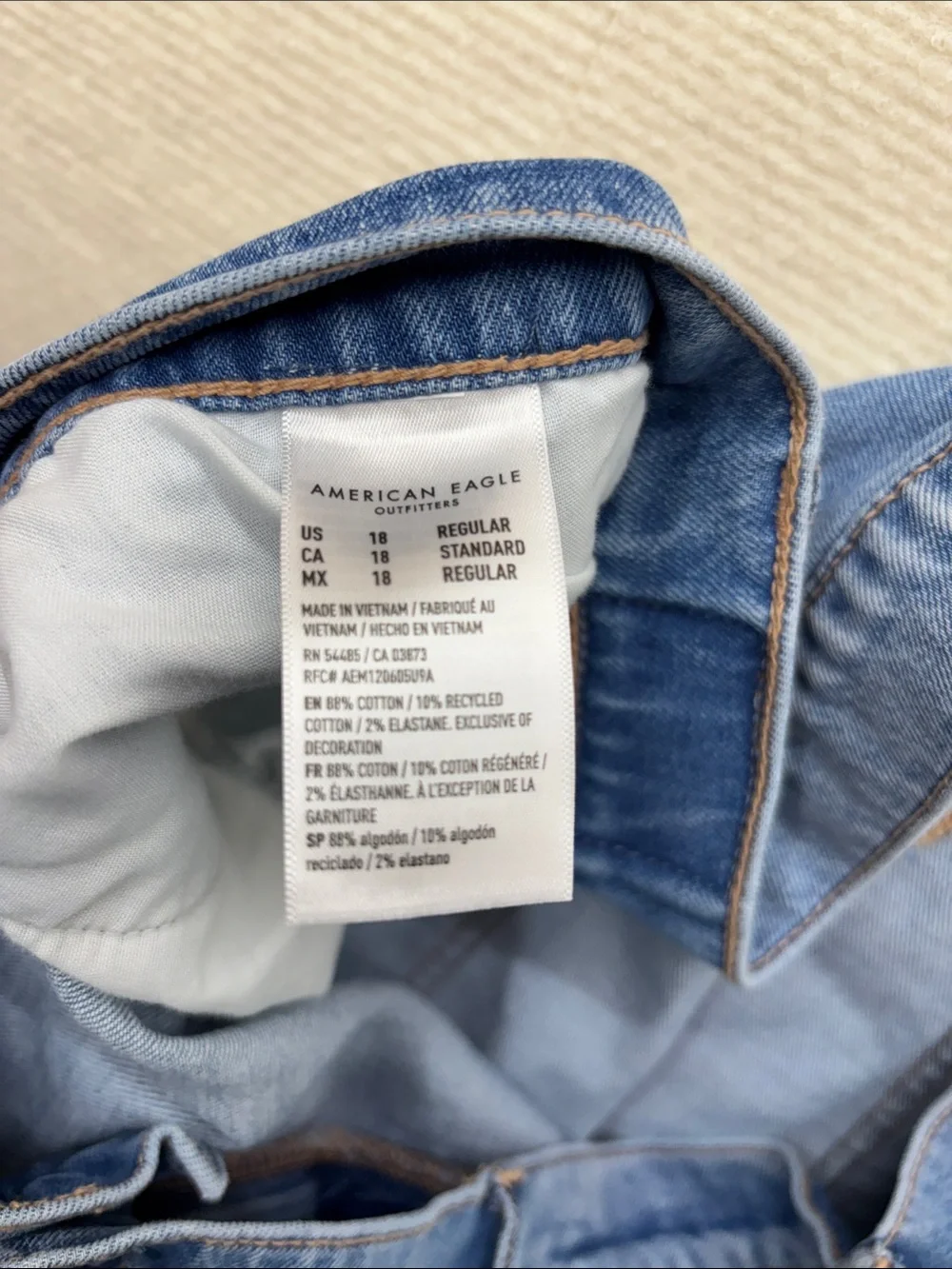 American Eagle stretch 18 Patchwork Wide-Leg Women's Jeans - Blue - Picture 7 of 7